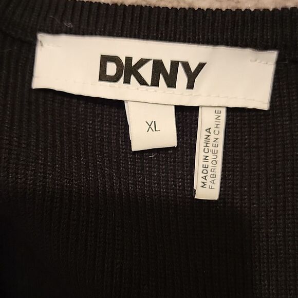 DKNY Black Sweater Silky Sleeves Sz XL - Picture 9 of 10